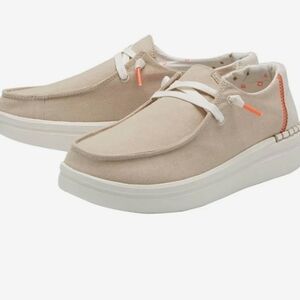 Hey Dude Women’s Beige Canvas Casual Loafers with White Soles